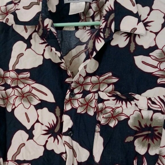 VTG 90s UNTIED Rayon Shirt Men's XL Floral Black Beach Hawaiian - Picture 3 of 6